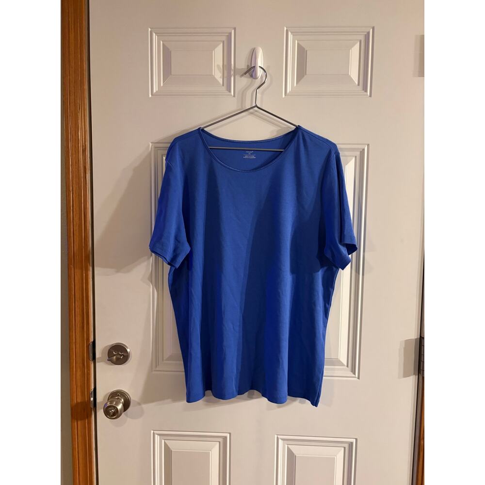 CJ Banks Blue Short Sleeve Tshirt 100% Cotton Size 3X